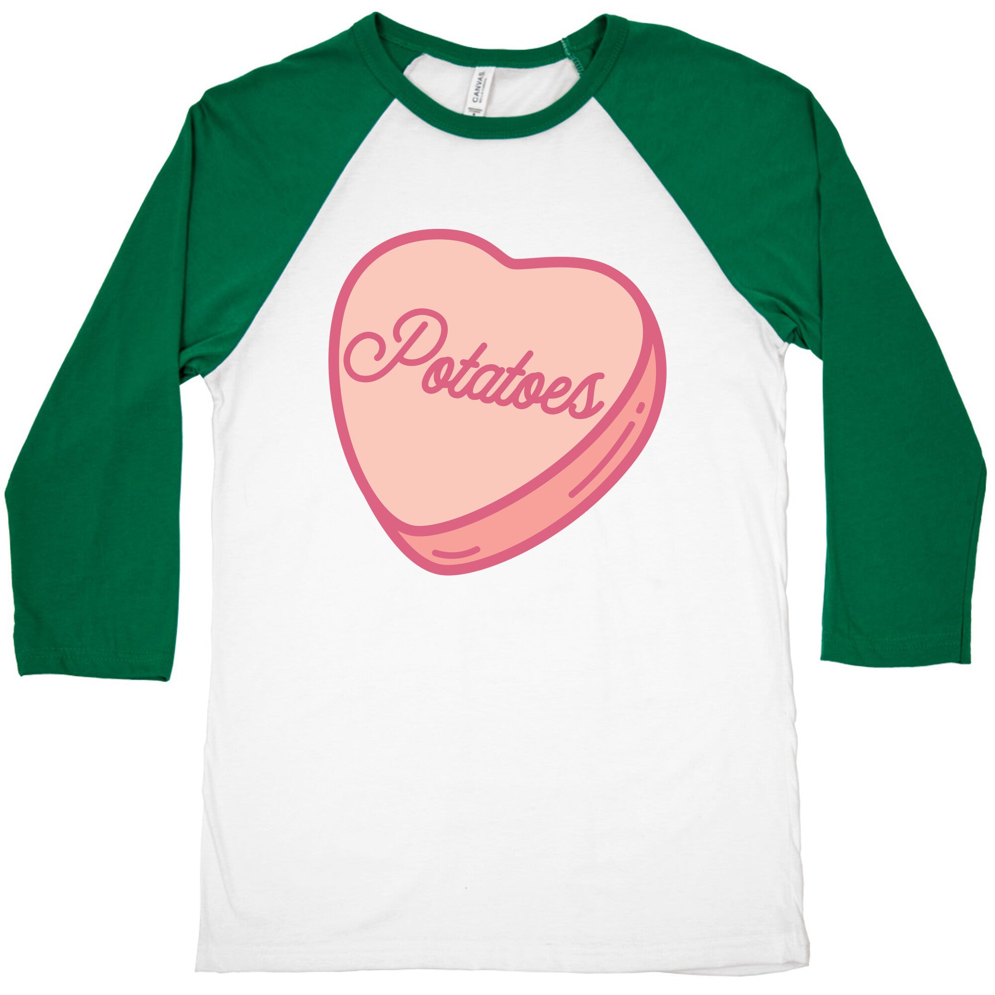 Potatoes Candy Heart Baseball Tee